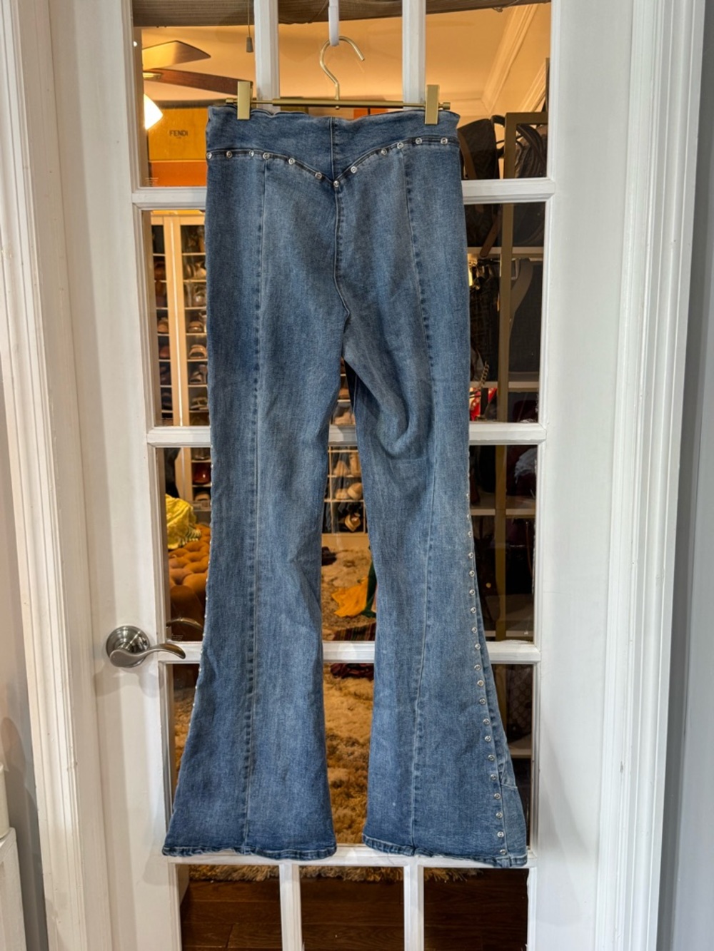 I.AM.GIA Light Blue Stud-Trim Flare Jeans - Picture 8 of 9